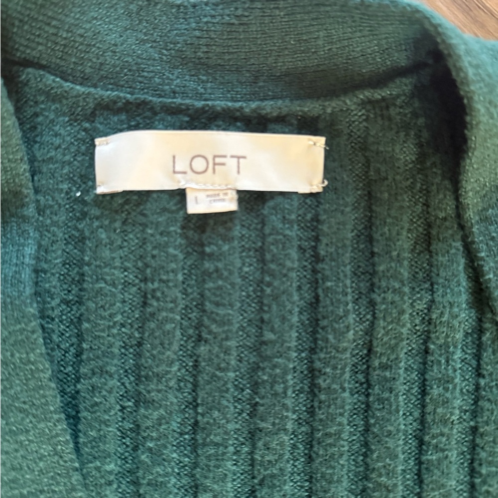LOFT Forest Green Knit Cardigan - Picture 3 of 3